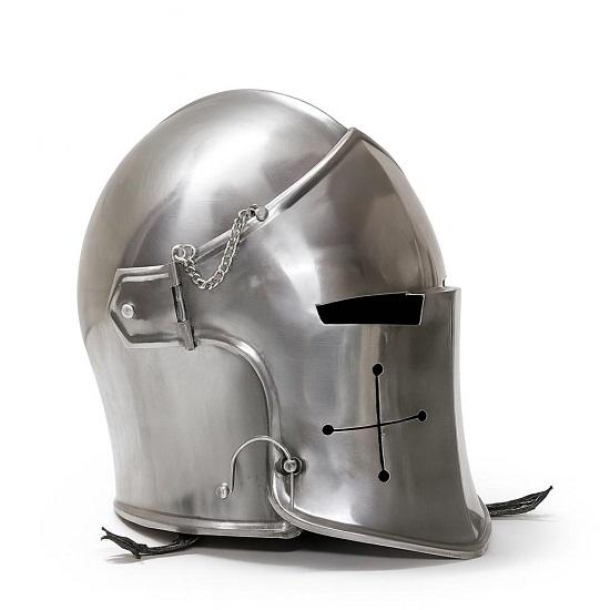 

Handmade Steel Knight Helmet Crusader Barbuta Armor Cosplay Display