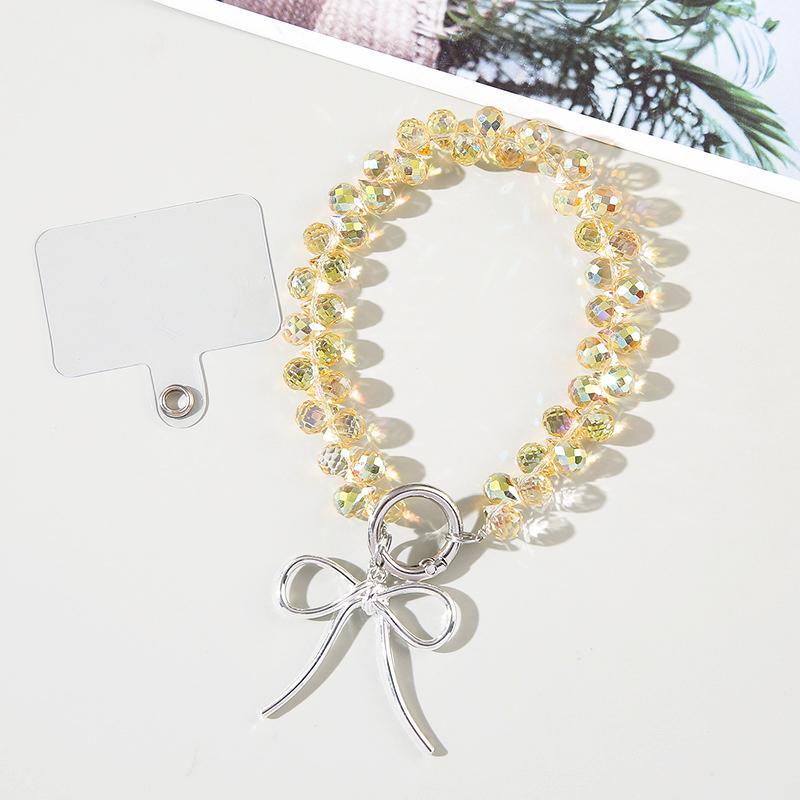 DINGXING INS Crystal Mobile Phone Wristband Flash Bow Small Niche Versatile Portable Durable Fashion Pendant Keychain with Clip