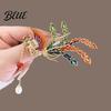 Phoenix Design Lapel Pin Brooch Retro Style with Faux Pearl
