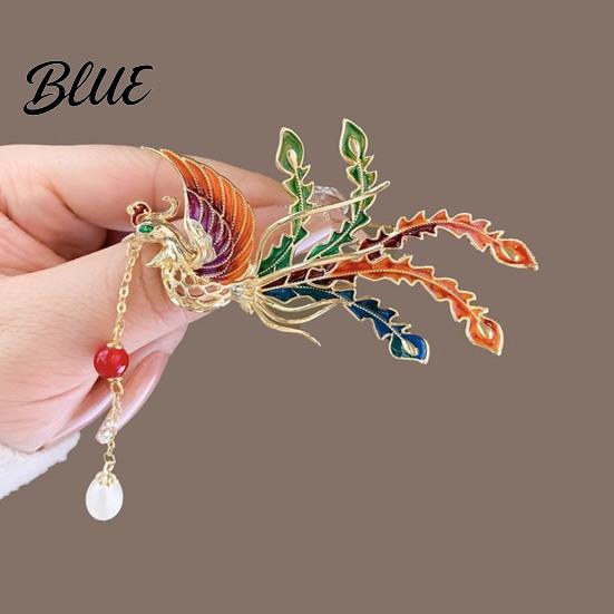 Phoenix Design Lapel Pin Brooch Retro Style with Faux Pearl