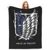 Attack On Titan Anime Manga Fleece Throw Blankets Action Blanket for Bedding Travel Lightweight Thin Bedroom Quilt