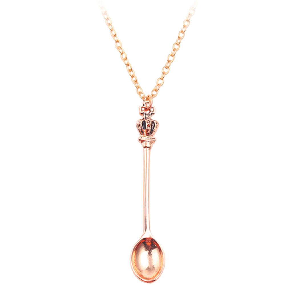 4 Colors Spoon Necklace Spice Spoon Necklace Adjustable Mini Crowns Spoon Necklace Vintage Mini Spoon Pendant