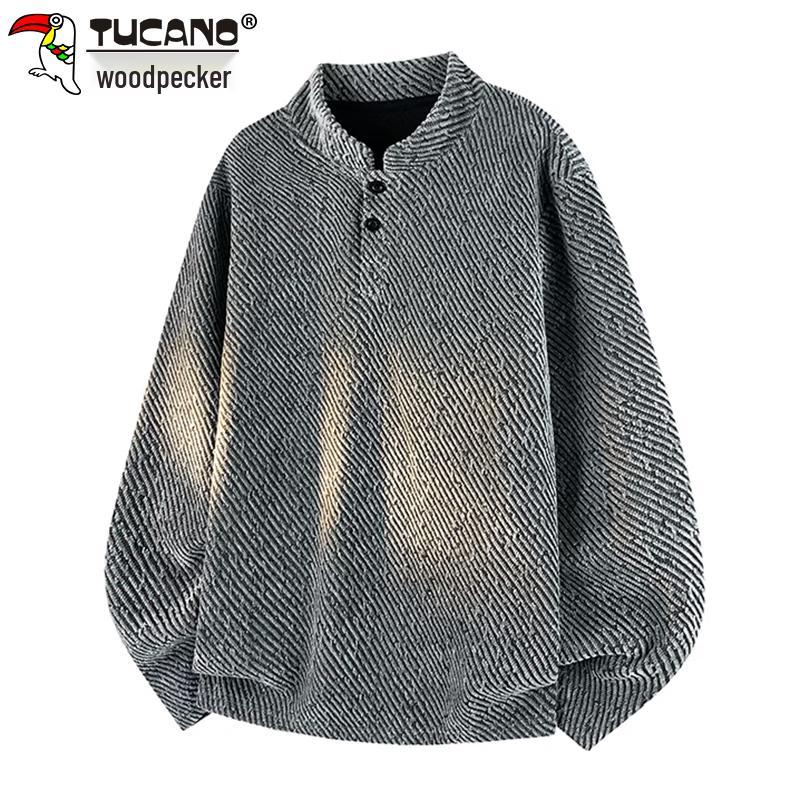 TUCANO Men s Textured Henry Collar Long Sleeve T-Shirt L