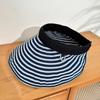 Foldable Stripe Empty Top Hat Wide Brim Striped Headband Fashion Sun Protection Cap  Beach Holiday