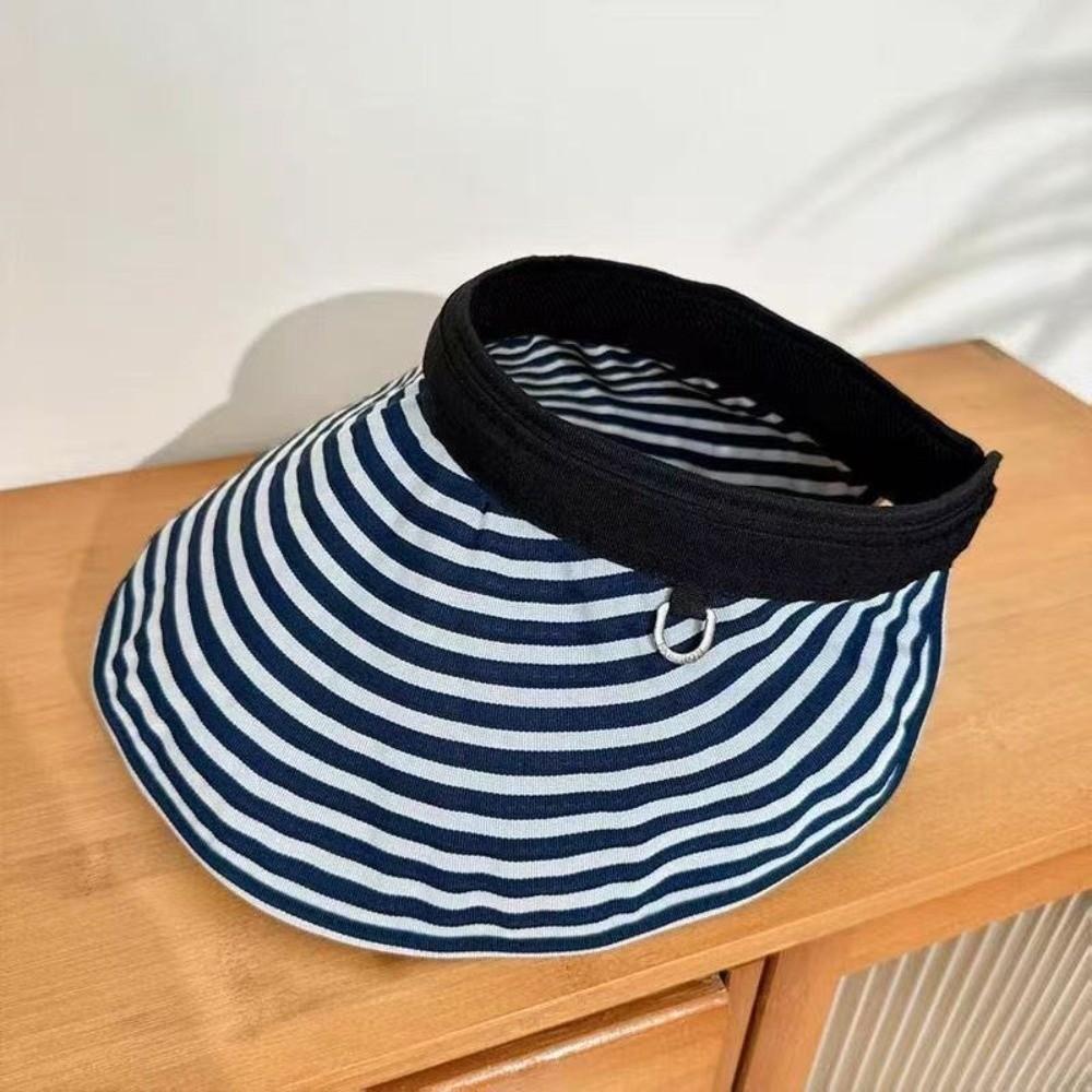 Foldable Stripe Empty Top Hat Wide Brim Striped Headband Fashion Sun Protection Cap Beach Holiday