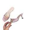 Purple stiletto high heels one-word cool slippers fairy shoes 2024 new summer fashion outside temperament sandals
