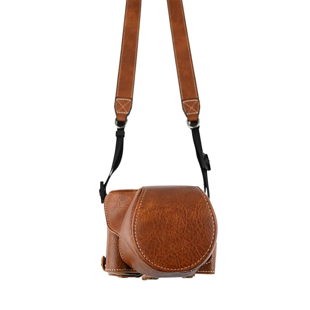 Litchi Pattern PU Leather Shoulder Bag For Canon EOS R50V 14-30mm Lens Camera Case Battery Opening Full Body Cover