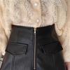 High-Waisted PU Leather A-Line Shorts for Women - 2023 Fashionable Autumn/Winter Zipper Design, Korean Style Boot Shorts
