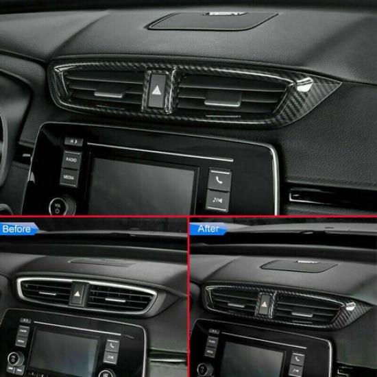 Carbon Fiber Center Air Vent Outlet Cover Trim For Honda CR-V CRV 2017-2022