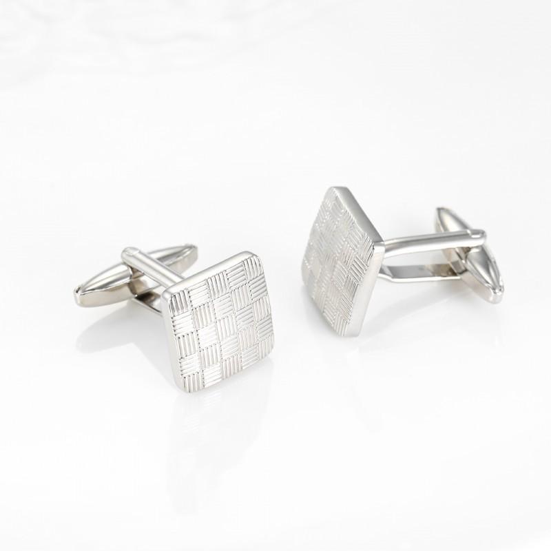 Square Patterned All Copper Metal Cufflinks Men's French Shirt