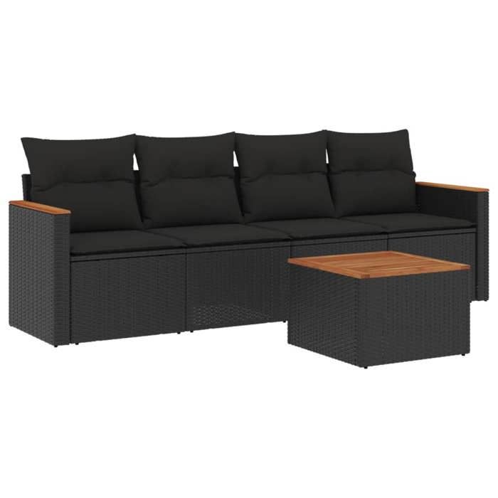 VidaXL Garden Lounge Set with Cushions 5 Pcs, Patio Sofas, Patio Furniture Set, Outdoor Furniture, Black 3258177