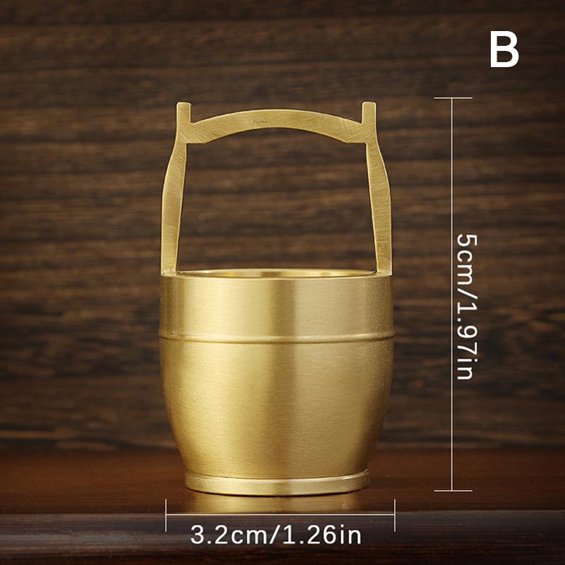 

1Pcs Pure Brass Bucket Of Gold Ornament No Ingot Lucky Fortune Craft Feng Shui Ornament Home Desktop Decoration Gift