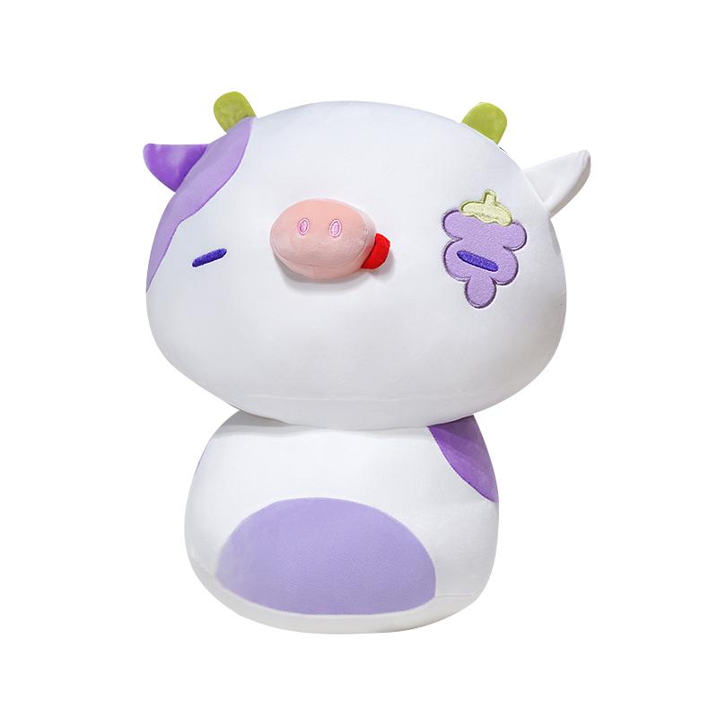 20/36Cm Kawaii Strawberry Cow Plushies Cute Pink Purple Stuffed Animal Chubby Cow Plush Hug Pillow Birthday Gift For Girl Boy