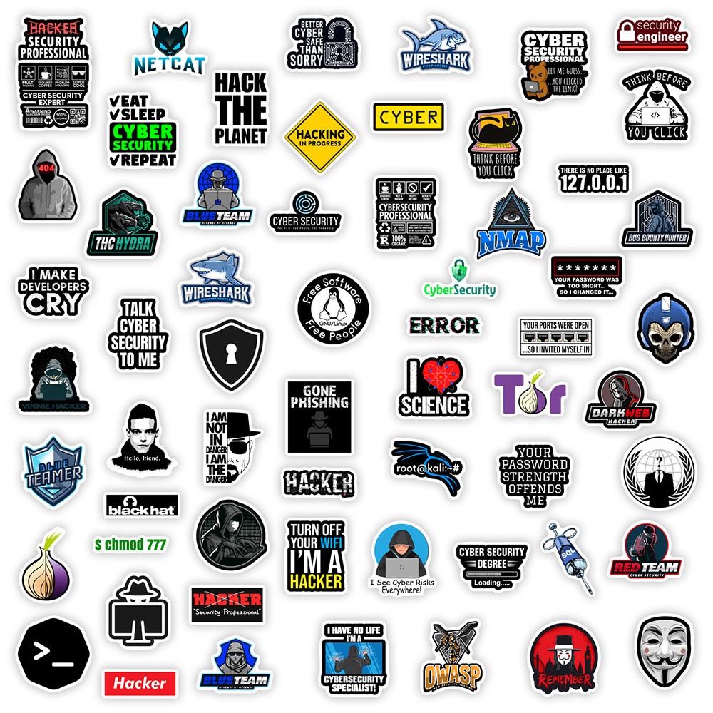Cybersecurity Hackers Network Security Engineers Stickers Cracker Firewall Anonymous Waterproof Decal For Laptop Phone Bottles