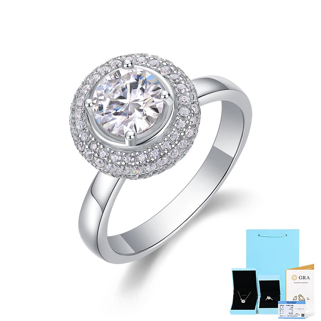 S925 Silver Ring Moissanite High Set Ring Gold Plated Ring Panyu