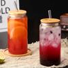 450ml/550ml Cover Band with Straw High Borosilicate Glass Heat-resisting Glass High Appearance Level Clear Drinking Glass Cup
