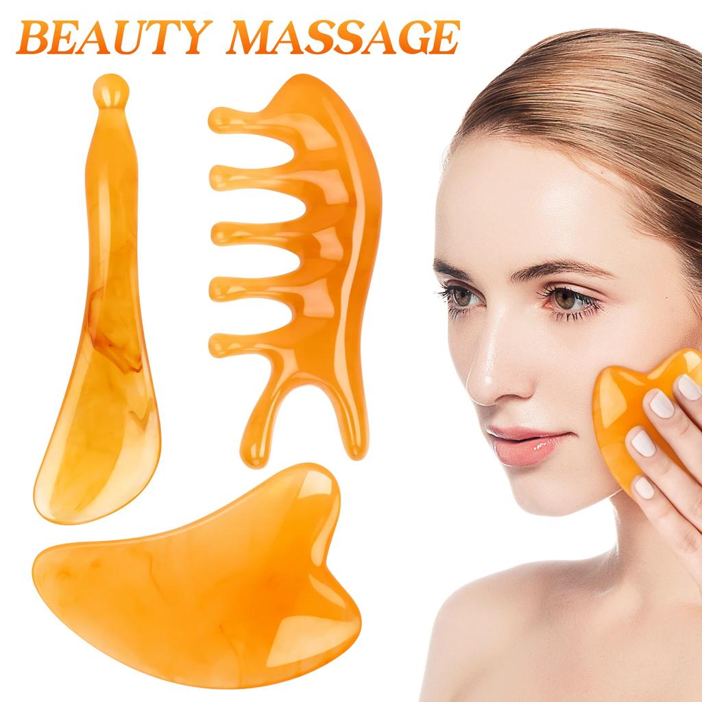 Resin Guasha Massage Board Body Meridian Scraping Scalp Massage Comb Head Eye Neck Face SPA Massager Acupuncture Massage Tools