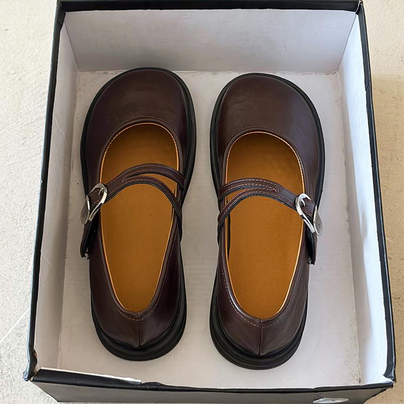 Shallow Mouth Mary Jane Shoes Women's 2025 Spring and Autumn Retro Round Head Low Heel Single Shoes Wind Uniform Small Leather Shoes