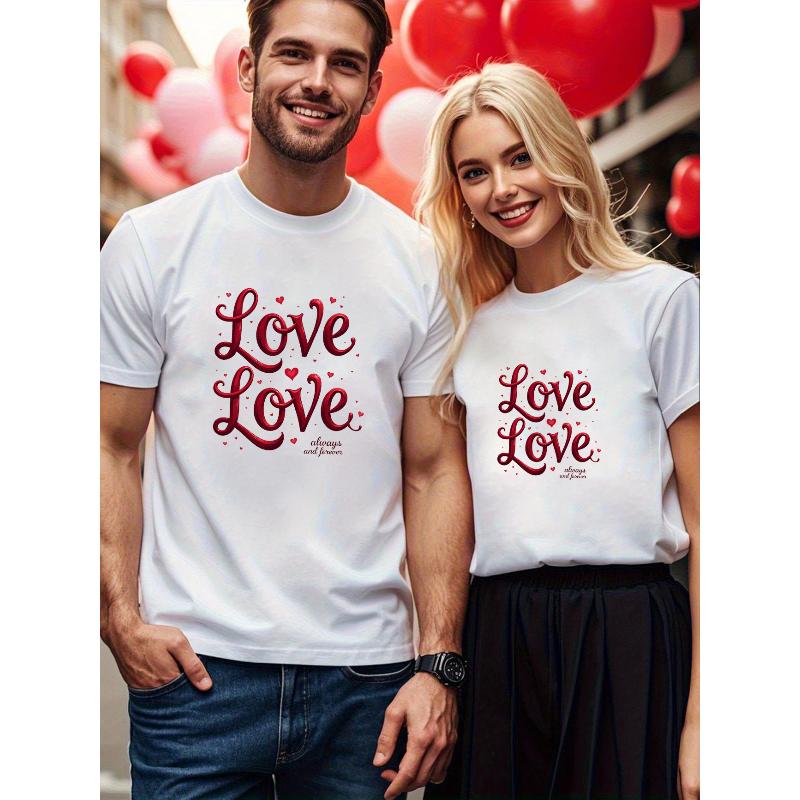 1PCS Spring Summer Couple Valentine s Short Sleeve Versatile Home & Outdoor Top XXL белый
