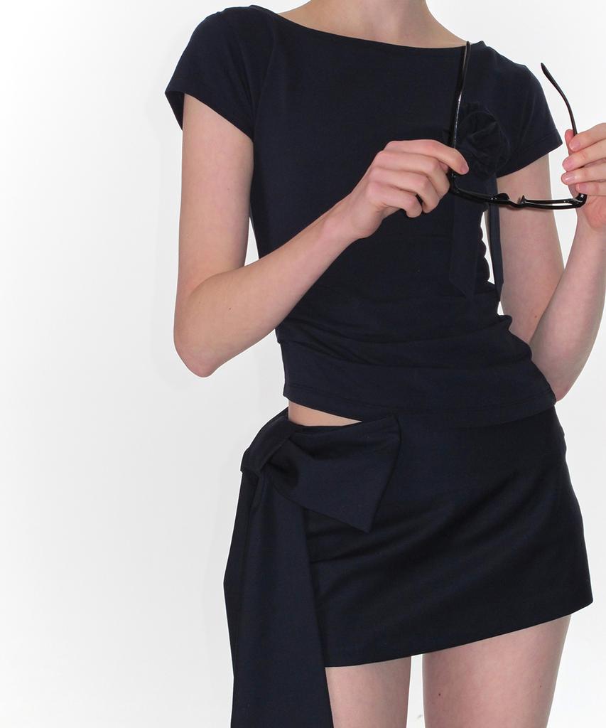 CRANK Ribbon Micro Skirt_Navy