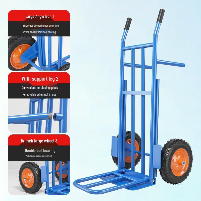Erbeli Heavy-Duty 2-Wheel Hand Truck with 14-inch Pneumatic Tires CN plug (adapter included)