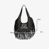 Yogodlns Fashion Personality Women's Underarm Bag Retro Leather Texture Tassel Rivet Bag Versatile Simple Trend Shoulder Bag