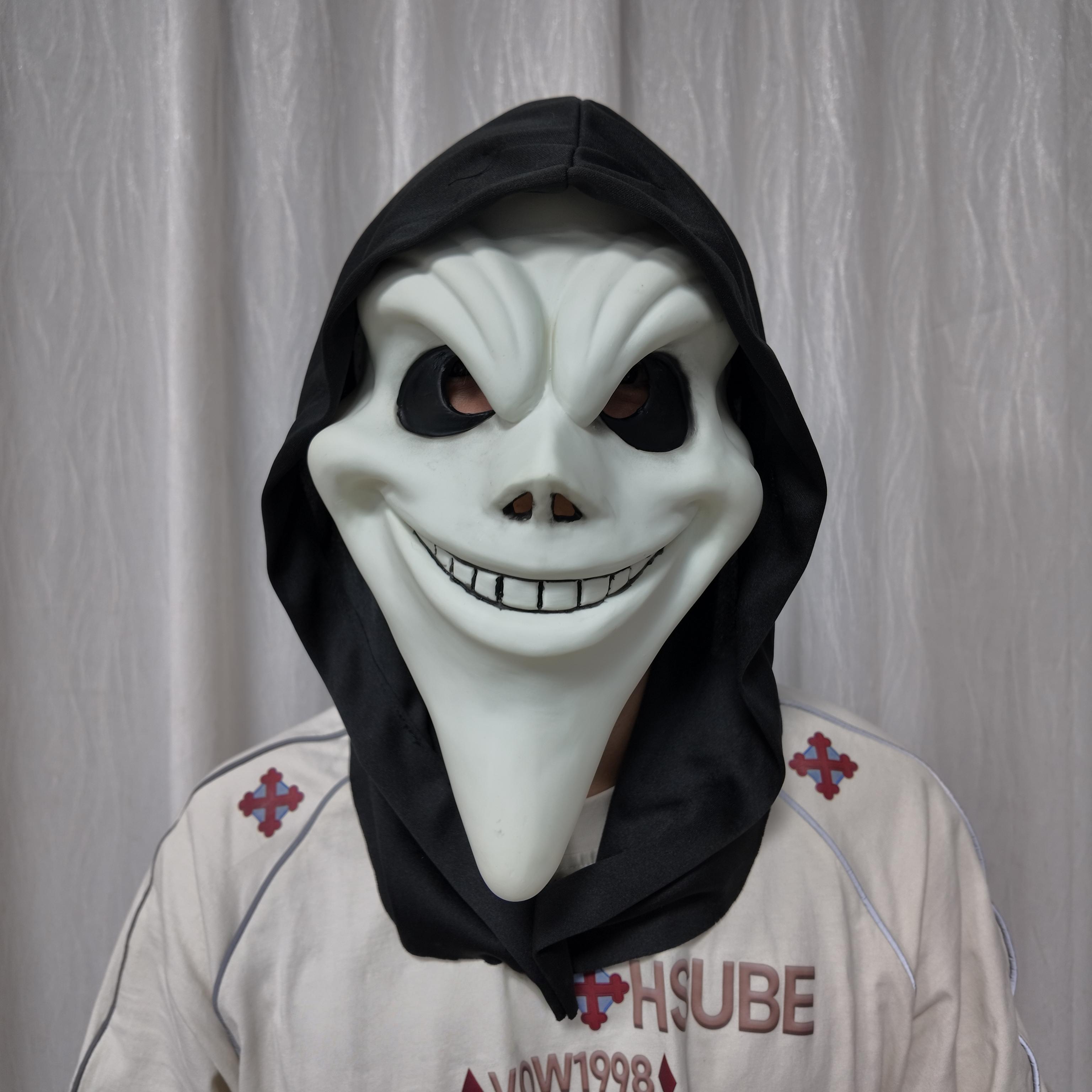 Ghost Face Mask Halloween Cosplay Costume Funny Horror Killer Scary Movie Mask with Hood for Adults
