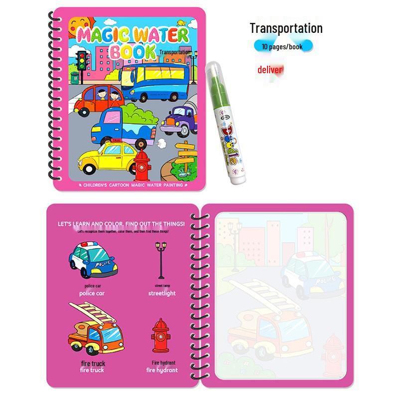 Children s Magic Water Doodle Book: Reusable Watercolor Coloring for Kindergarten