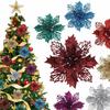 12PCS DIY Decoration Christmas Artificial Flowers 15CM Glitter Fake Flower  Christmas Decor