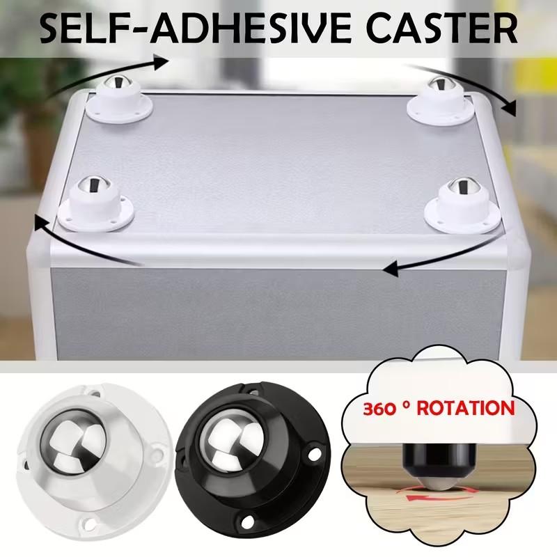 1/4Pcs Self Adhesive Type Mute Ball Universal Wheel Furniture Casters Wheels Stainless Steel Wheel 360° Rotation