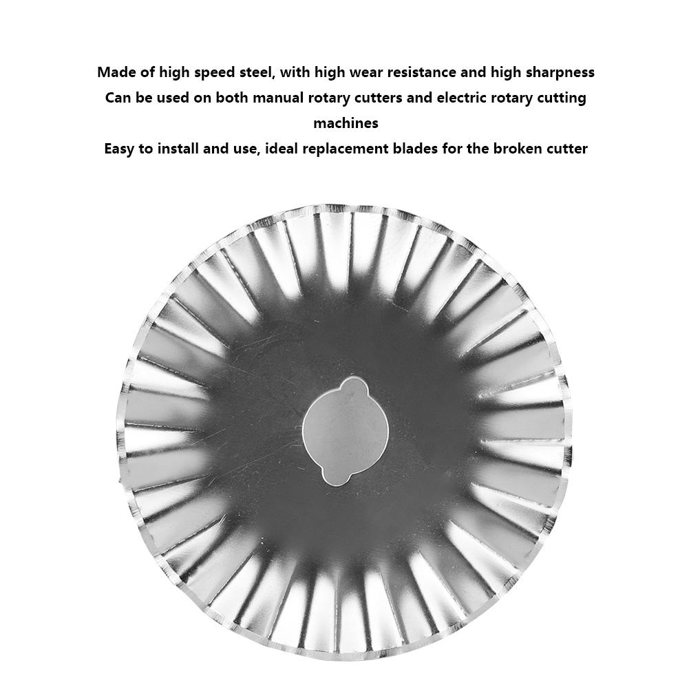5 ST 45 mm Vågig Roterande Skärklinga för Patchwork Läder Tyg Pappersskärning