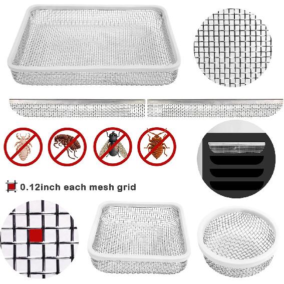 Eazy2HD 10 Pack Flying Ect Screen For RV Refrigerator And Furnace Vents - Stainless Steel Mesh With Tallation Tool And Silicone Rubber For Camper