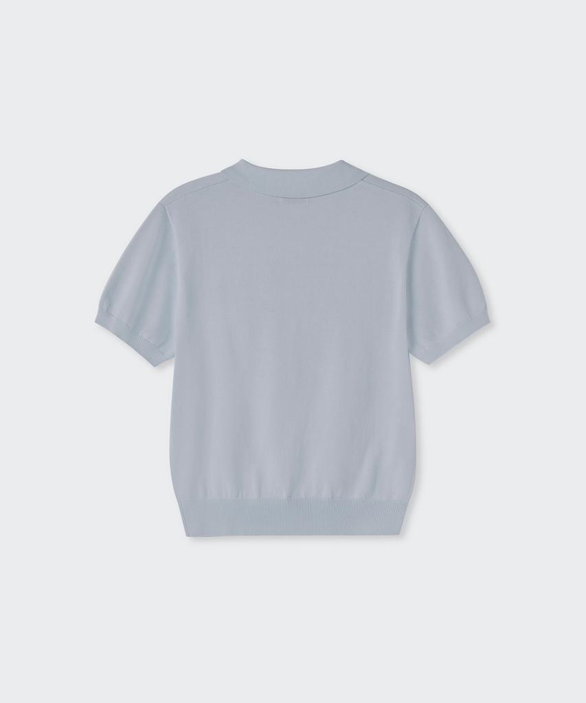 MUSINSA STANDARD WOMAN Women'S Washable Supima Cotton Knitted Polo Shirt [Ash Light Blue]