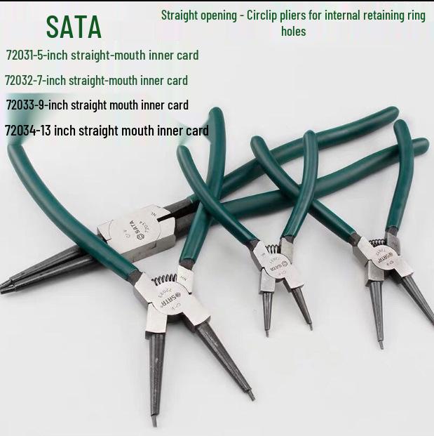 SATA German Style Straight Jaw Internal Circlip Pliers (Model 72031) - Includes Straight Head Variants 72032, 72033, 72034 Model 72031 - 5-inch