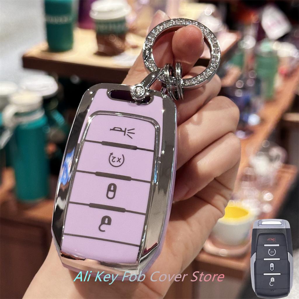 Key Fob Cover with Keychain Lanyard for Jeep 2019-2022 Dodge RAM 1500 2500 3500 4500 5500