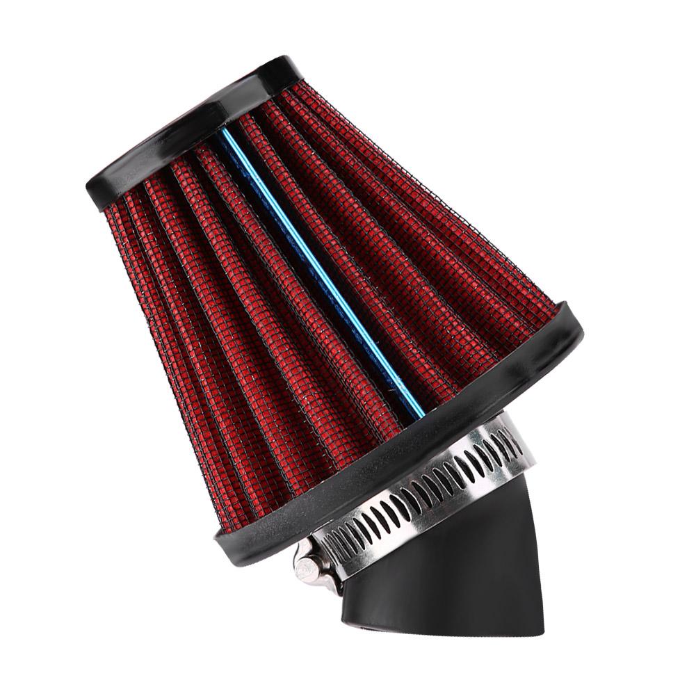 45 Degree Bend Motorcycle Air Intake Filter Cleaner Universal 35mm 1.4inch Red