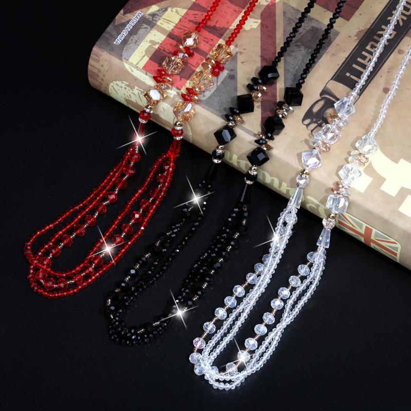Long Crystal Alluring Necklace For Women Featuring Stylish Geometric Elements Versatility And
