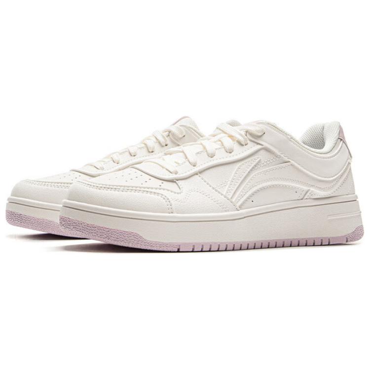 New LiNing Tianji Slip Resistant Cushioning Abrasion Resistant Lightweight Low Top Skateboard Shoes Women's White Purple AGCV090-3