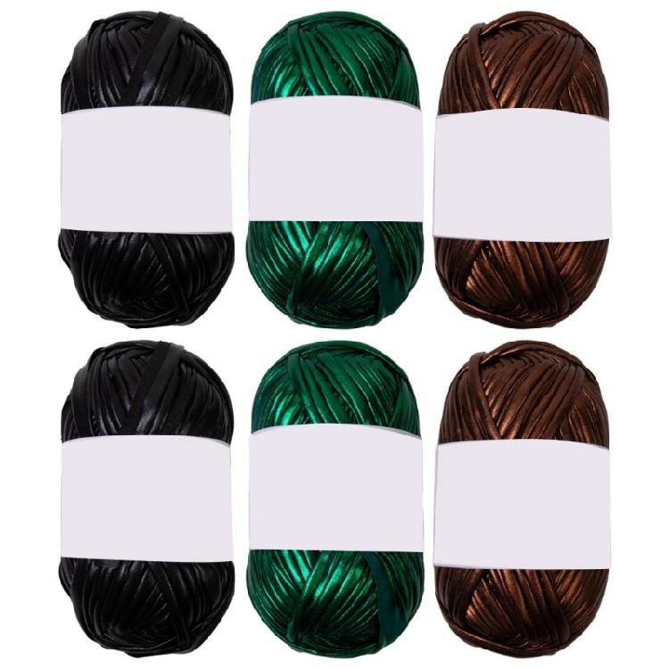 6 шт. Полиэстеровая пряжа Ткань Вязальная пряжа Металлизированная Трикотажная пряжа для ручной сумки Пледа коричневый/зелёный