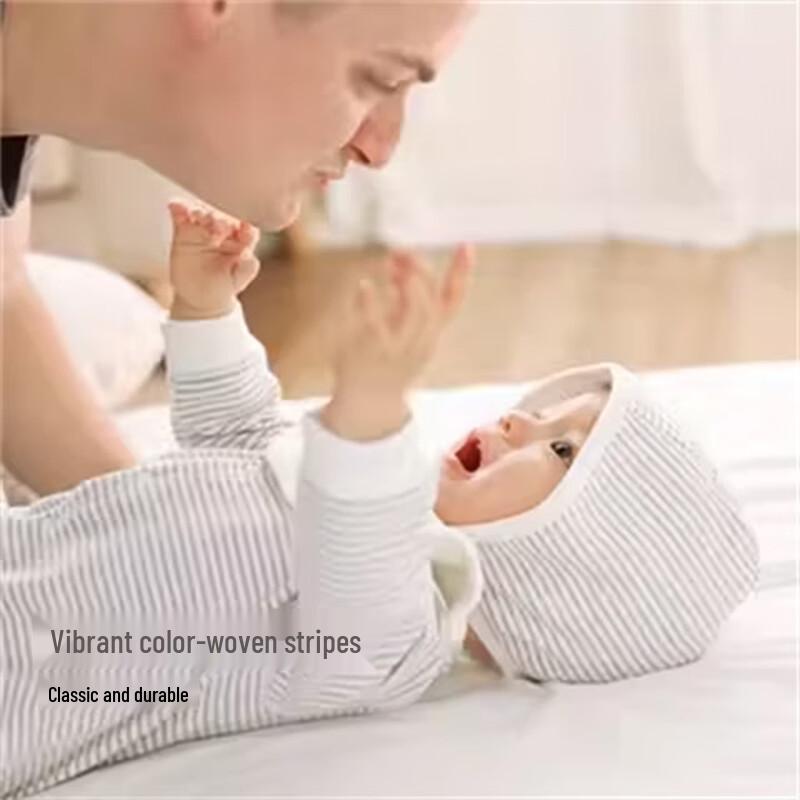 KoalaBebe Soft Cotton Striped Long-Sleeve Baby Romper