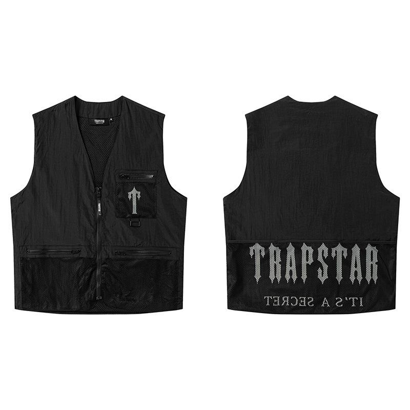 Trapstar Retro Cotton Jacket with Stand Collar and Small Embroidered Logo, Blue, Loose-Fit for Couples