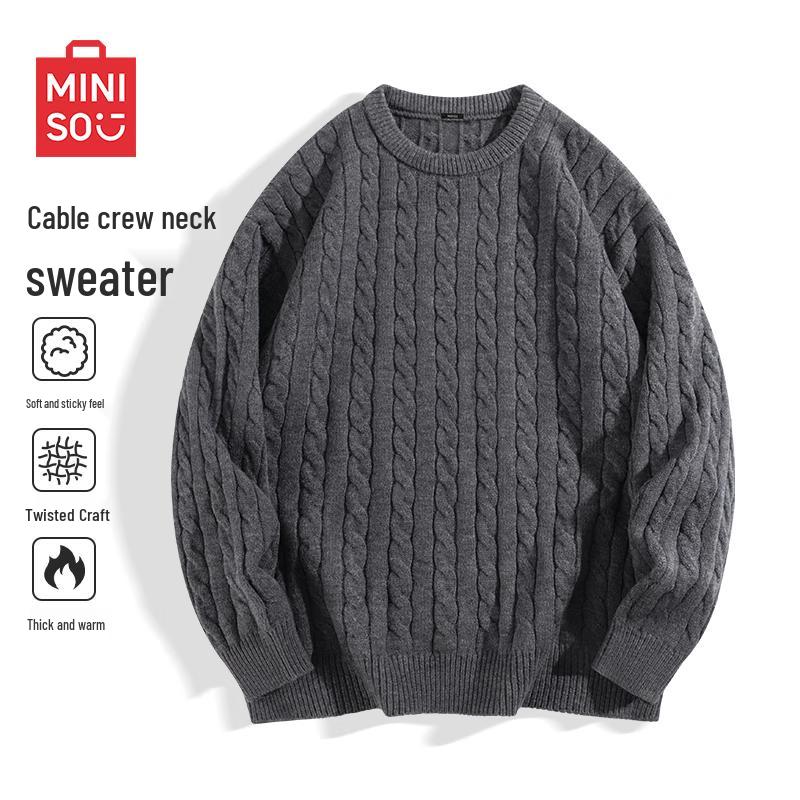 MINISO Men's Oversize Round Neck Knit Sweater