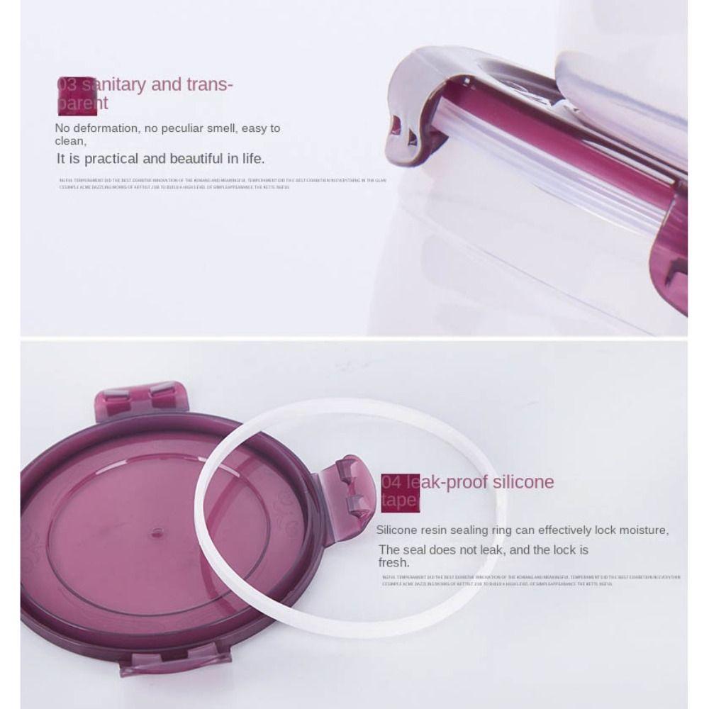 1/4Pcs Sealed Rectangular Round Storage Box Plastic Food Containers Safe Trasparent Crisper