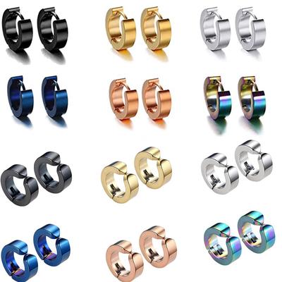 Men's and Women's Stainless Steel Ear Clips Without Ear Holes 4 * 9 Flat Polished Earrings Simple Fake Earrings Ear Clips, Ear Buckles