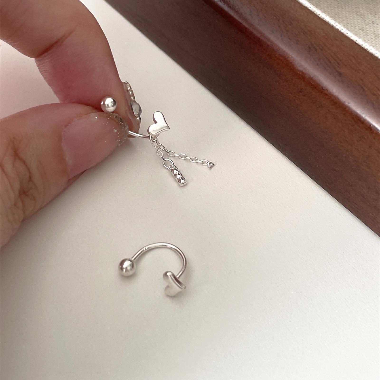 

Съемная цепочка любви сзади подвесные серьги-гвоздики с бахромой из стерлингового серебра 999 пробы персонализированные тонкие ювелирные изделия ins wind 999 silver