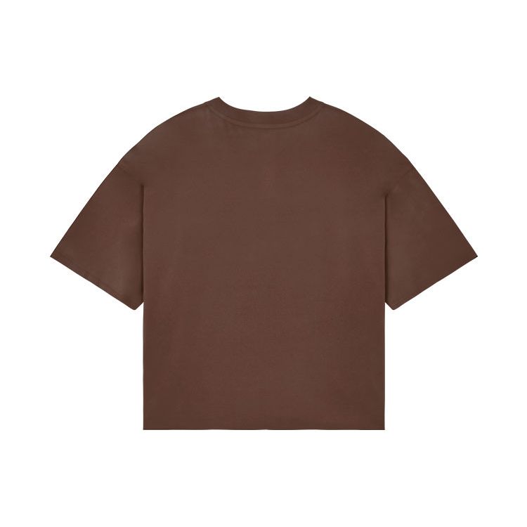 We11done Ss22 Rhinestone Logo Pocket Short Sleeve T-Shirt Unisex Tops Brown WD-TT1-22-523-U-BR