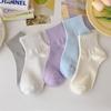 Zhuji Women's Spring-Autumn Macaron Mid-Calf Socks - Cute, Solid Color, Academy Style