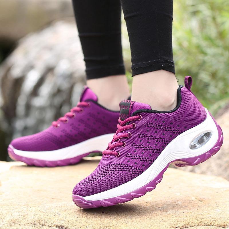 New Air-cushioned Shoes Thick-soled Shoes Women's Sports Shoes Versatile Anti-slip Woven Casual Shoes