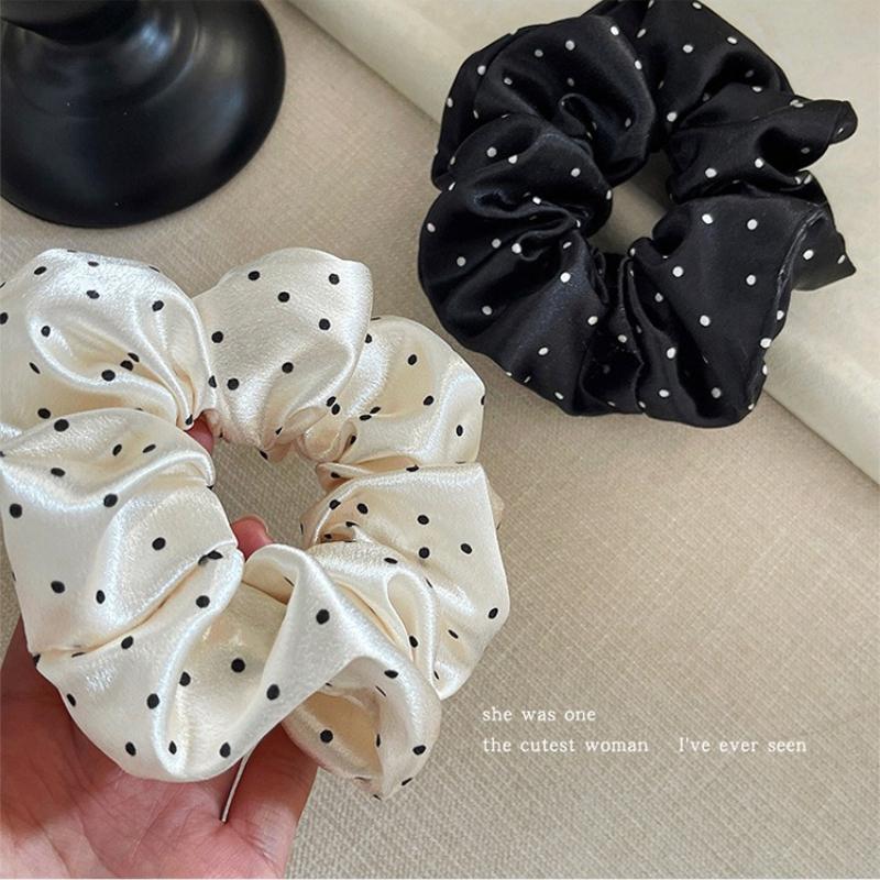 Fashion Polka Dot Scrunchies Large Hair Bands Maruko Head Braid Rubber Band Female Elegant Hair Rope Ties Ponytail Headwear