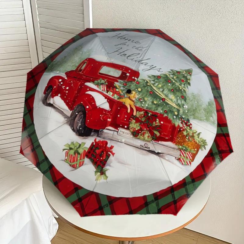 

1pc Christmas Truck Decorations Umbrella with Plastic Handle,Suitable for All Seasons Home Travel Outdoor UmbrellaDD254